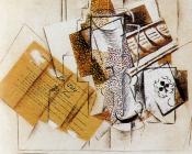 巴勃罗 毕加索 : 有玻璃杯和纸牌的静物